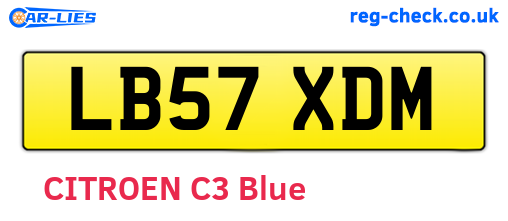 LB57XDM are the vehicle registration plates.