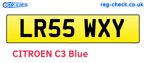 LR55WXY are the vehicle registration plates.