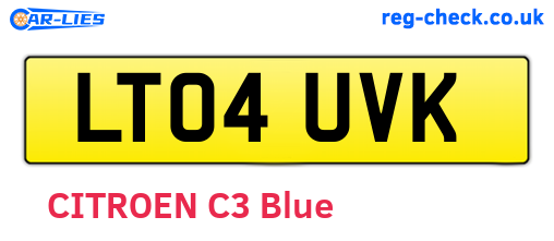 LT04UVK are the vehicle registration plates.