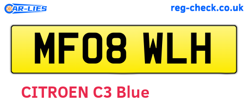 MF08WLH are the vehicle registration plates.