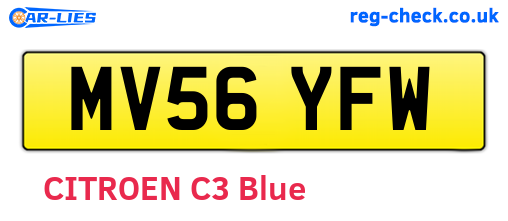 MV56YFW are the vehicle registration plates.