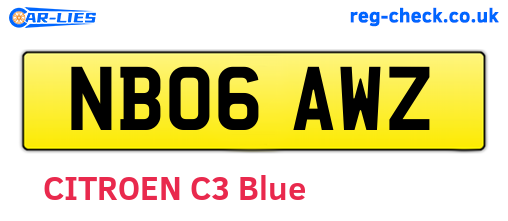 NB06AWZ are the vehicle registration plates.