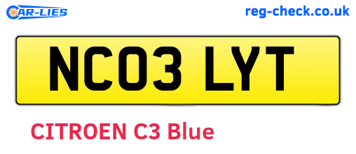 NC03LYT are the vehicle registration plates.