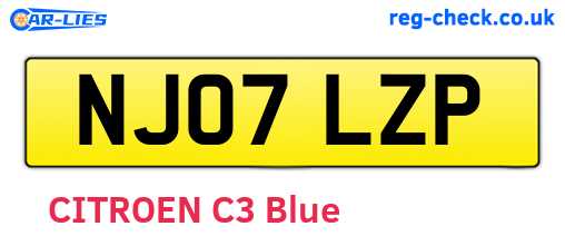 NJ07LZP are the vehicle registration plates.