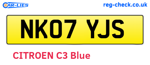 NK07YJS are the vehicle registration plates.