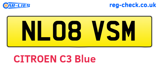 NL08VSM are the vehicle registration plates.