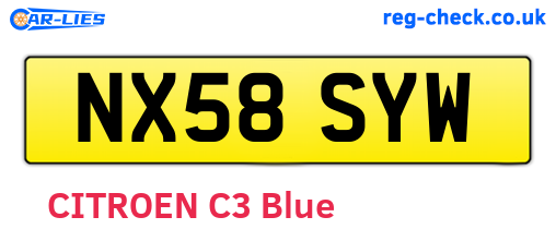 NX58SYW are the vehicle registration plates.