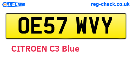 OE57WVY are the vehicle registration plates.