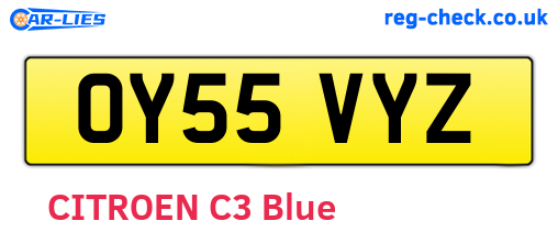 OY55VYZ are the vehicle registration plates.
