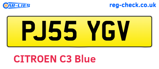 PJ55YGV are the vehicle registration plates.