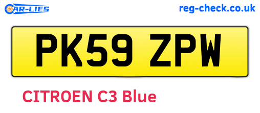 PK59ZPW are the vehicle registration plates.