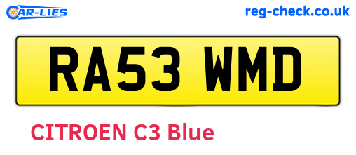 RA53WMD are the vehicle registration plates.