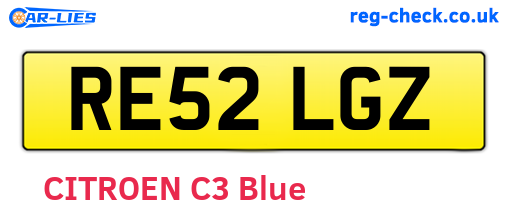 RE52LGZ are the vehicle registration plates.