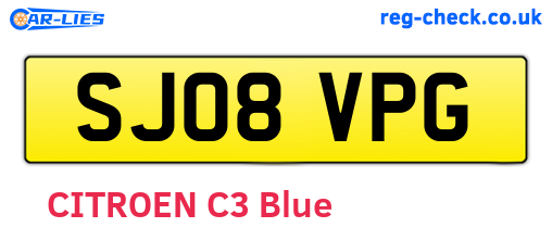 SJ08VPG are the vehicle registration plates.
