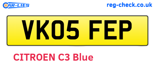 VK05FEP are the vehicle registration plates.