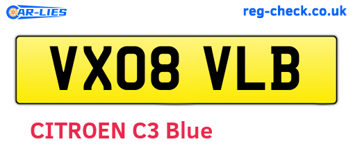 VX08VLB are the vehicle registration plates.