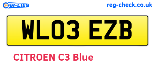 WL03EZB are the vehicle registration plates.