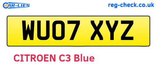 WU07XYZ are the vehicle registration plates.