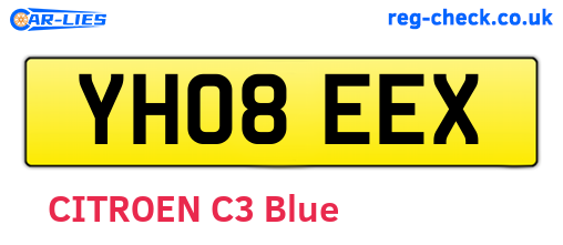 YH08EEX are the vehicle registration plates.