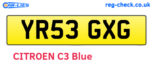 YR53GXG are the vehicle registration plates.