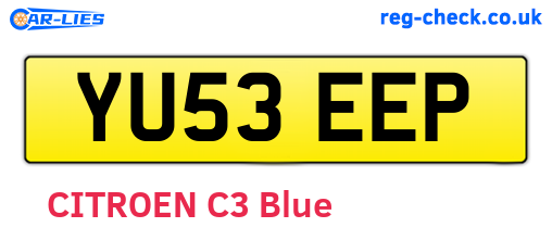 YU53EEP are the vehicle registration plates.