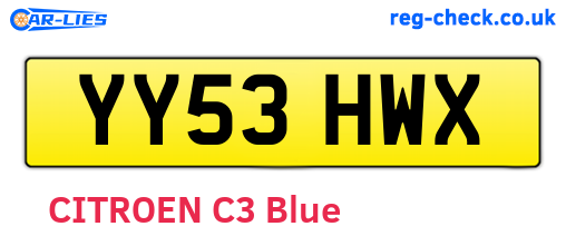 YY53HWX are the vehicle registration plates.