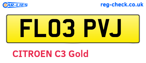 FL03PVJ are the vehicle registration plates.