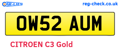 OW52AUM are the vehicle registration plates.