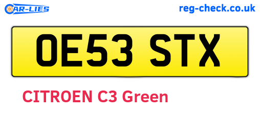 OE53STX are the vehicle registration plates.