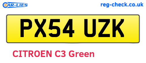 PX54UZK are the vehicle registration plates.
