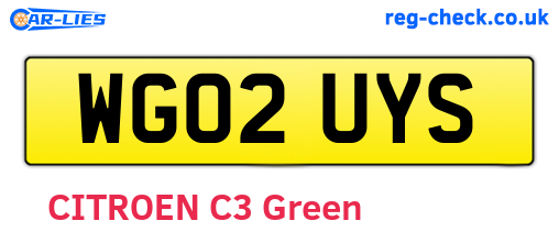 WG02UYS are the vehicle registration plates.