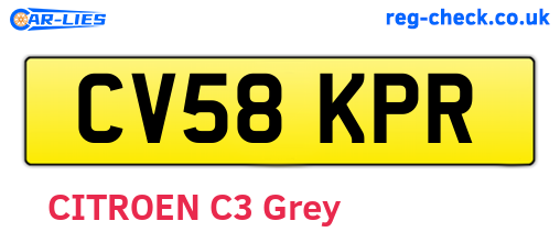 CV58KPR are the vehicle registration plates.