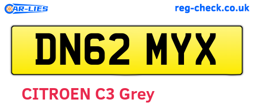 DN62MYX are the vehicle registration plates.