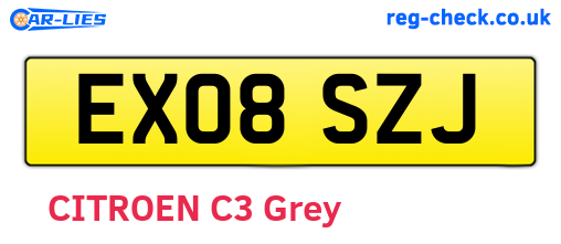 EX08SZJ are the vehicle registration plates.