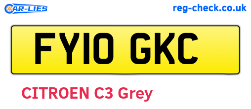 FY10GKC are the vehicle registration plates.
