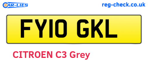 FY10GKL are the vehicle registration plates.