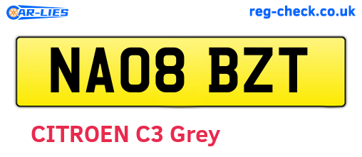 NA08BZT are the vehicle registration plates.