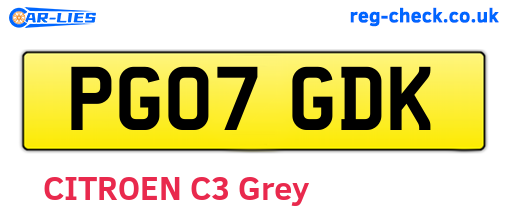 PG07GDK are the vehicle registration plates.