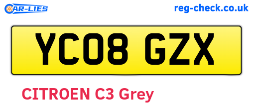 YC08GZX are the vehicle registration plates.