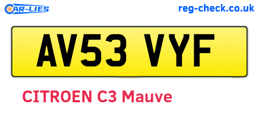 AV53VYF are the vehicle registration plates.