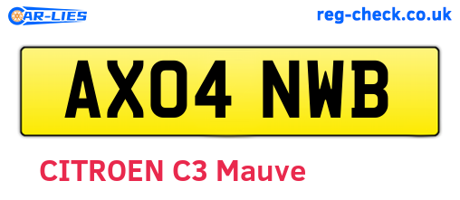 AX04NWB are the vehicle registration plates.