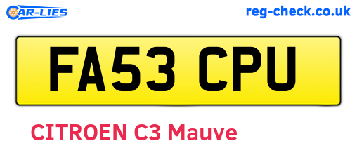 FA53CPU are the vehicle registration plates.