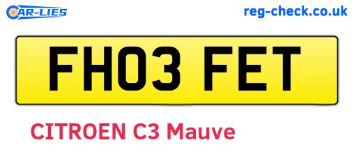 FH03FET are the vehicle registration plates.