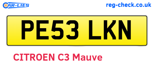 PE53LKN are the vehicle registration plates.