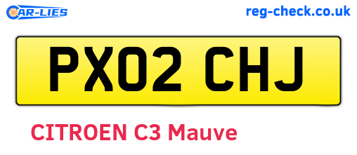 PX02CHJ are the vehicle registration plates.