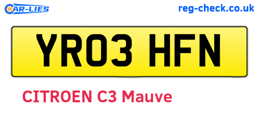YR03HFN are the vehicle registration plates.