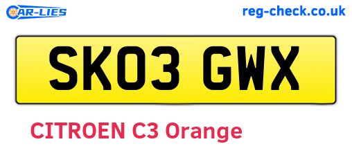 SK03GWX are the vehicle registration plates.
