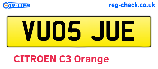 VU05JUE are the vehicle registration plates.