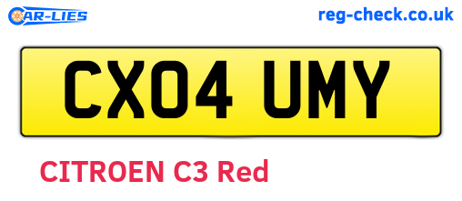 CX04UMY are the vehicle registration plates.