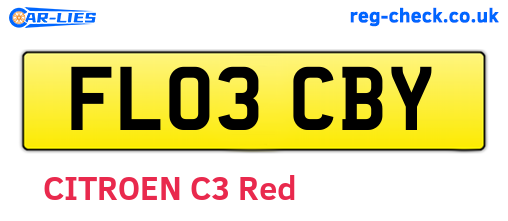 FL03CBY are the vehicle registration plates.